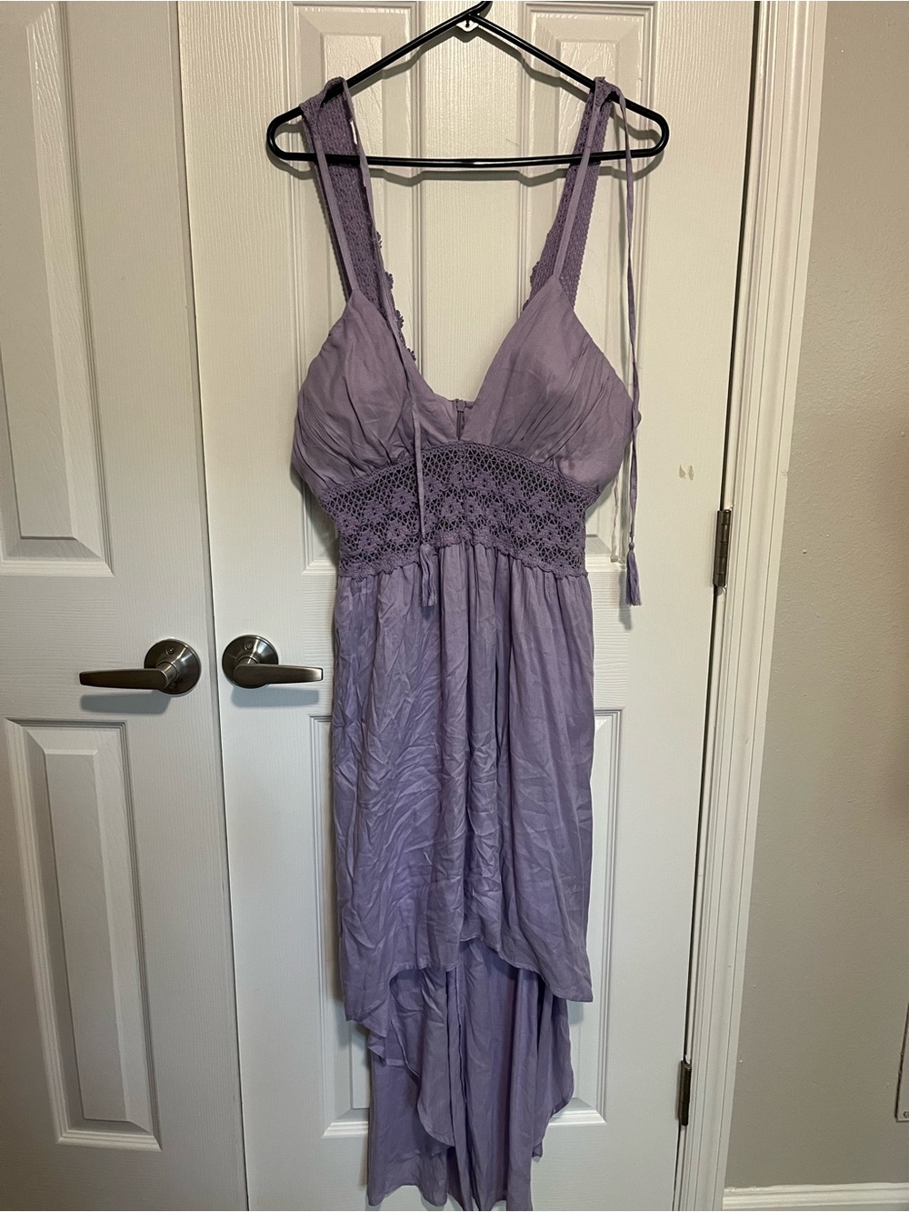 Lavender High-Low Asymmetrical Sundress with Smocked Waist